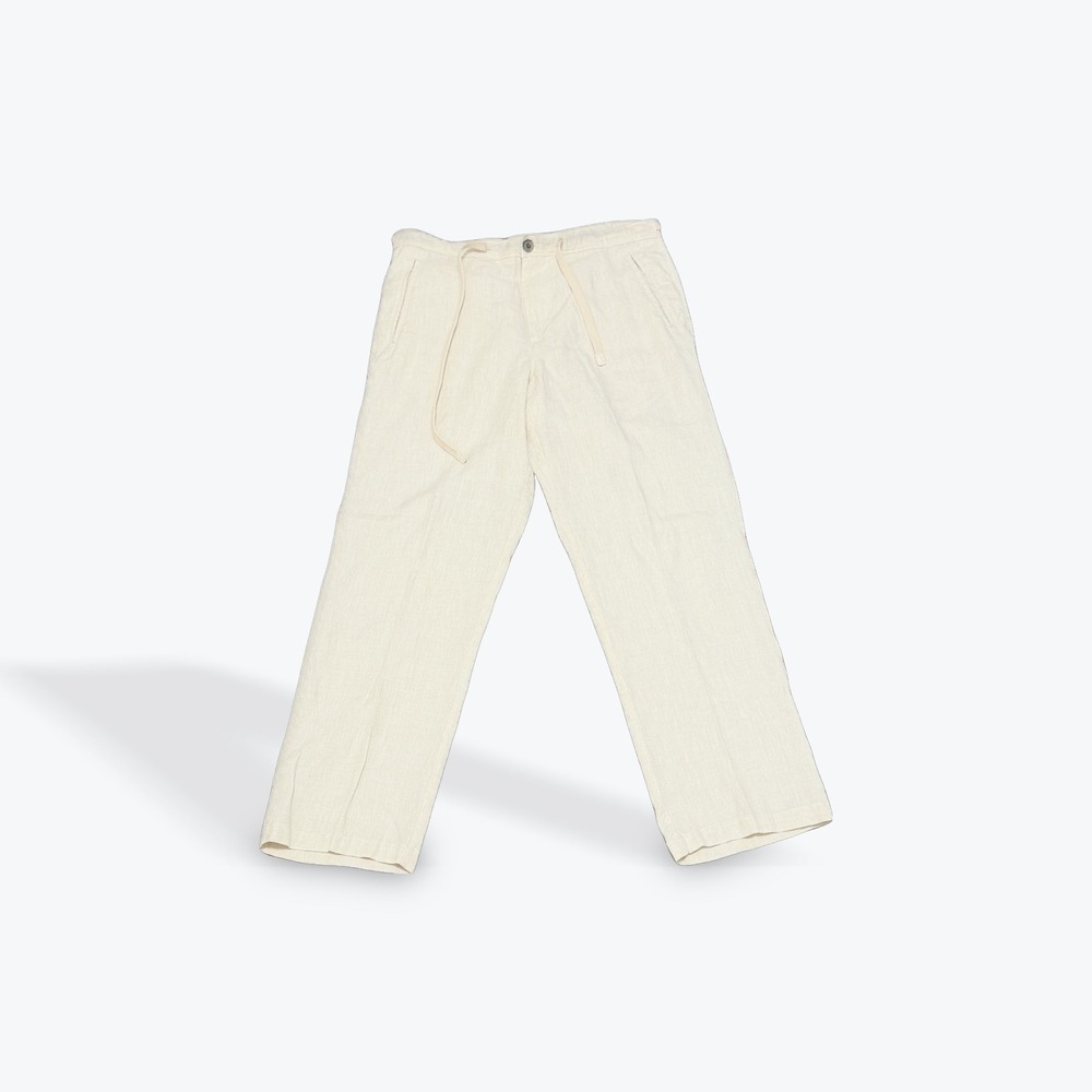 Tasso Elba Island Mens 100% Linen Drawstring Pants Cream 34x32 Straight Leg